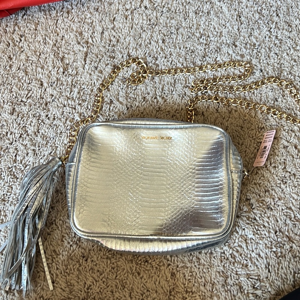 New with tags Victoria’s Secret silver and gold chain strap purse